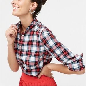 J.crew factory plaid blouse with ruffle collar
